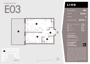 2 pokoje, mieszkanie 39,85 m², parter, oferta nr E03, Livo, Warszawa, Białołęka, Grodzisk, ul. Tajemna 12