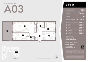 4 pokoje, mieszkanie 72,39 m², parter, oferta nr A03, Livo, Warszawa, Białołęka, Grodzisk, ul. Tajemna 12