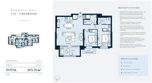 3 pokoje, mieszkanie 91,68 m², piętro 1, oferta nr H5-12, Horizon by Luštica Bay, Tivat, Radovici