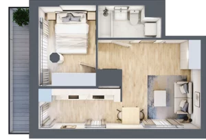 2 pokoje, apartament 35,69 m², piętro 1, oferta nr M103, SeaBreeze, Świnoujście, Osiedle Matejki, ul. Jana Matejki 41