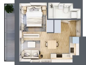 1 pokój, apartament 28,11 m², piętro 1, oferta nr M105, SeaBreeze, Świnoujście, Osiedle Matejki, ul. Jana Matejki 41