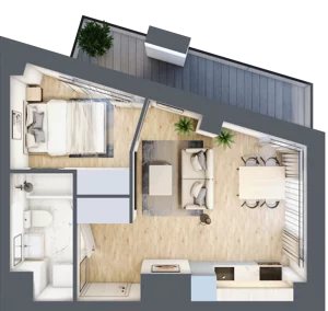 2 pokoje, apartament 29,92 m², piętro 1, oferta nr M102, SeaBreeze, Świnoujście, Osiedle Matejki, ul. Jana Matejki 41