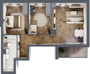 3 pokoje, mieszkanie 61,59 m², piętro 2, oferta nr M14, Trybuny Ludów 3, Kraków, Podgórze Duchackie, Wola Duchacka, ul. Trybuny Ludów 3