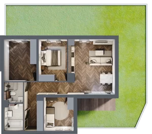 4 pokoje, mieszkanie 75,16 m², parter, oferta nr M1, Trybuny Ludów 3, Kraków, Podgórze Duchackie, Wola Duchacka, ul. Trybuny Ludów 3
