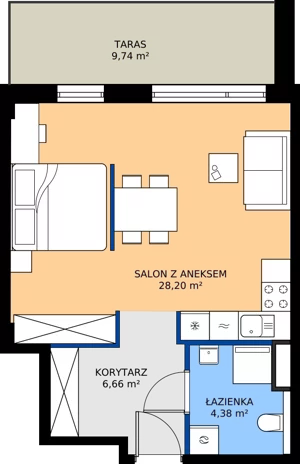 1 pokój, apartament 39,24 m², piętro 3, oferta nr B2.36, Zdrojowa Park bud. 2, Busko-Zdrój, ul. Prof. W. Grotta