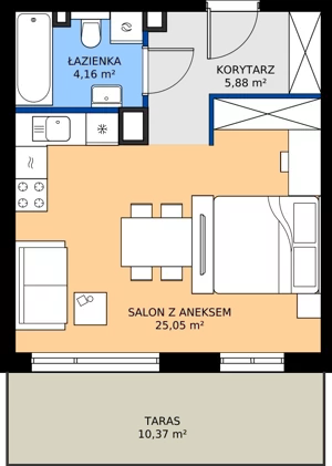 1 pokój, apartament 35,09 m², piętro 3, oferta nr B2.32, Zdrojowa Park bud. 2, Busko-Zdrój, ul. Prof. W. Grotta