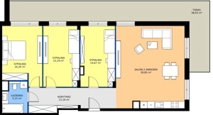 2 pokoje, apartament 48,24 m², piętro 2, oferta nr B2.20, Zdrojowa Park bud. 2, Busko-Zdrój, ul. Prof. W. Grotta