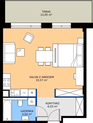 1 pokój, apartament 44,24 m², parter, oferta nr B2.1/U, Zdrojowa Park bud. 2, Busko-Zdrój, ul. Prof. W. Grotta