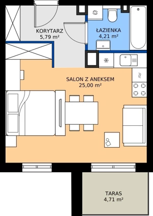 1 pokój, apartament 35,00 m², piętro 1, oferta nr B2.16, Zdrojowa Park bud. 2, Busko-Zdrój, ul. Prof. W. Grotta