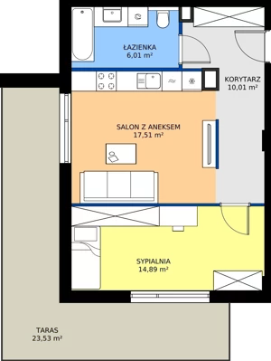 2 pokoje, apartament 48,42 m², piętro 1, oferta nr B2.17, Zdrojowa Park bud. 2, Busko-Zdrój, ul. Prof. W. Grotta
