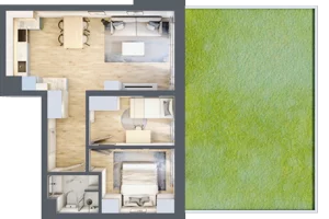 3 pokoje, mieszkanie 49,76 m², parter, oferta nr A02, Kiepury 33, Jelenia Góra, Zabobrze, ul. Jana Kiepury