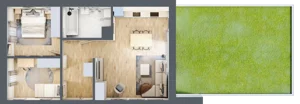 3 pokoje, mieszkanie 61,44 m², parter, oferta nr A01, Kiepury 33, Jelenia Góra, Zabobrze, ul. Jana Kiepury