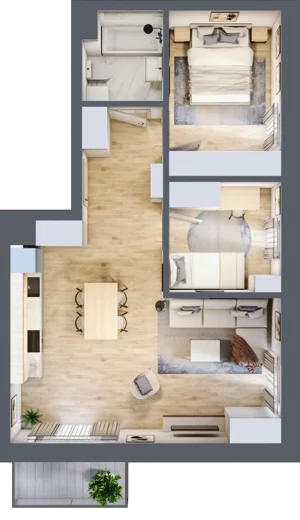 3 pokoje, mieszkanie 57,58 m², piętro 1, oferta nr F01, Kiepury 33, Jelenia Góra, Zabobrze, ul. Jana Kiepury