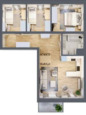 4 pokoje, mieszkanie 67,29 m², piętro 1, oferta nr E01, Kiepury 33, Jelenia Góra, Zabobrze, ul. Jana Kiepury