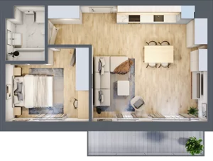 2 pokoje, mieszkanie 49,26 m², piętro 1, oferta nr E03, Kiepury 33, Jelenia Góra, Zabobrze, ul. Jana Kiepury