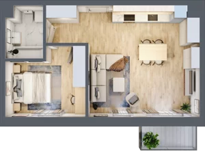 2 pokoje, mieszkanie 49,26 m², piętro 1, oferta nr E02, Kiepury 33, Jelenia Góra, Zabobrze, ul. Jana Kiepury