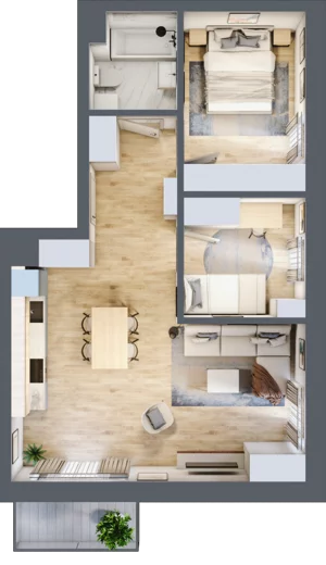 3 pokoje, mieszkanie 57,58 m², piętro 2, oferta nr F05, Kiepury 33, Jelenia Góra, Zabobrze, ul. Jana Kiepury