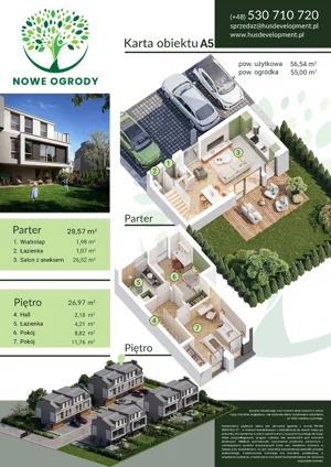 3 pokoje, mieszkanie 56,54 m², parter, oferta nr 5A, Nowe Ogrody, Warszawa, Wawer, Zerzeń, ul. Kuligowska 3B