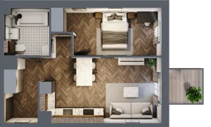 2 pokoje, mieszkanie 43,35 m², piętro 1, oferta nr M23, Punkt Wola, Kraków, Podgórze Duchackie, Wola Duchacka, ul. Trybuny Ludów 15