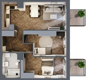 3 pokoje, mieszkanie 56,46 m², piętro 1, oferta nr M19, Punkt Wola, Kraków, Podgórze Duchackie, Wola Duchacka, ul. Trybuny Ludów 15