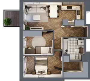 3 pokoje, mieszkanie 52,03 m², piętro 3, oferta nr M43, Punkt Wola, Kraków, Podgórze Duchackie, Wola Duchacka, ul. Trybuny Ludów 15