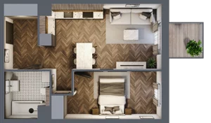 2 pokoje, mieszkanie 43,44 m², piętro 2, oferta nr M39, Punkt Wola, Kraków, Podgórze Duchackie, Wola Duchacka, ul. Trybuny Ludów 15