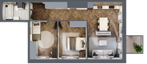 3 pokoje, mieszkanie 55,49 m², piętro 1, oferta nr M25, Punkt Wola, Kraków, Podgórze Duchackie, Wola Duchacka, ul. Trybuny Ludów 15