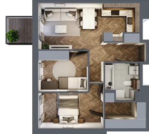 3 pokoje, mieszkanie 52,02 m², piętro 1, oferta nr M14, Punkt Wola, Kraków, Podgórze Duchackie, Wola Duchacka, ul. Trybuny Ludów 15