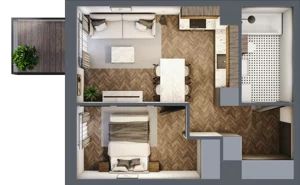 2 pokoje, mieszkanie 36,70 m², piętro 1, oferta nr M15, Punkt Wola, Kraków, Podgórze Duchackie, Wola Duchacka, ul. Trybuny Ludów 15