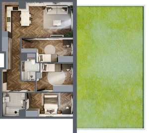 4 pokoje, mieszkanie 75,43 m², parter, oferta nr M07, Punkt Wola, Kraków, Podgórze Duchackie, Wola Duchacka, ul. Trybuny Ludów 15