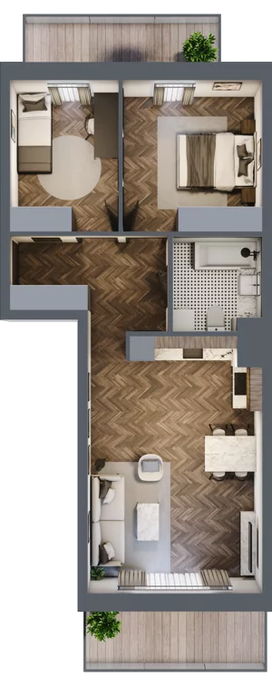 3 pokoje, mieszkanie 61,34 m², piętro 2, oferta nr K1.08, Elzam Tower, Elbląg, ul. Oboźna