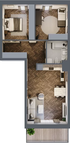 3 pokoje, mieszkanie 65,38 m², parter, oferta nr K2.01, Elzam Tower, Elbląg, ul. Oboźna