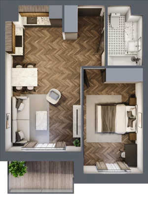 2 pokoje, mieszkanie 42,51 m², parter, oferta nr K2.03, Elzam Tower, Elbląg, ul. Oboźna