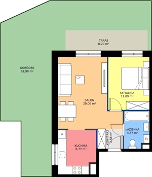 2 pokoje, mieszkanie 47,07 m², parter, oferta nr D.04, Trakt Królewski - Budynek D, Grójec, ul. Mikołaja Reja 9