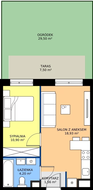 2 pokoje, mieszkanie 35,59 m², parter, oferta nr D.09, Trakt Królewski - Budynek D, Grójec, ul. Mikołaja Reja 9