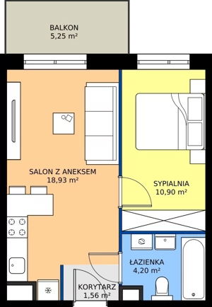 2 pokoje, mieszkanie 35,37 m², piętro 1, oferta nr D.20, Trakt Królewski - Budynek D, Grójec, ul. Mikołaja Reja 9