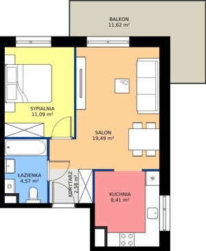 2 pokoje, mieszkanie 46,14 m², piętro 3, oferta nr D.52, Trakt Królewski - Budynek D, Grójec, ul. Mikołaja Reja 9