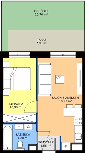 2 pokoje, mieszkanie 35,59 m², parter, oferta nr D.06, Trakt Królewski - Budynek D, Grójec, ul. Mikołaja Reja 9