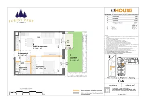 2 pokoje, mieszkanie 43,61 m², parter, oferta nr C-6, Forest Park Kajetany, Nadarzyn, ul. Wojskowa 2