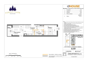 2 pokoje, mieszkanie 49,15 m², piętro 3, oferta nr C-51, Forest Park Kajetany, Nadarzyn, ul. Wojskowa 2