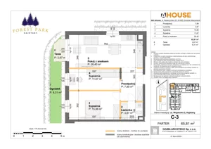 3 pokoje, mieszkanie 65,81 m², parter, oferta nr C-3, Forest Park Kajetany, Nadarzyn, ul. Wojskowa 2