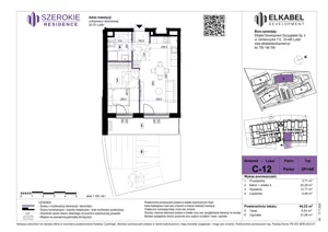 2 pokoje, apartament 44,23 m², parter, oferta nr C-12, Szerokie Residence, Lublin, Szerokie, ul. Kazimiery Litwiniukowej