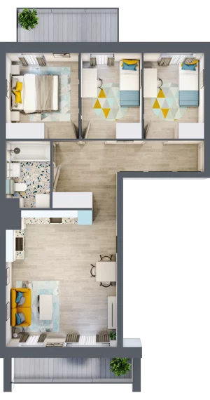 4 pokoje, apartament 62,19 m², piętro 6, oferta nr M104, Kwietny Ogród, Lublin, Czechów Północny, Czechów Północny, ul. Edwarda Wojtasa