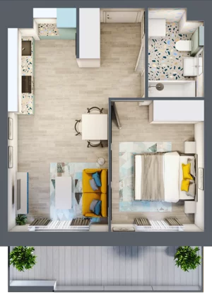 2 pokoje, apartament 35,47 m², parter, oferta nr M02, Kwietny Ogród, Lublin, Czechów Północny, Czechów Północny, ul. Edwarda Wojtasa