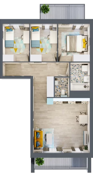4 pokoje, apartament 66,15 m², piętro 1, oferta nr M04, Kwietny Ogród, Lublin, Czechów Północny, Czechów Północny, ul. Edwarda Wojtasa