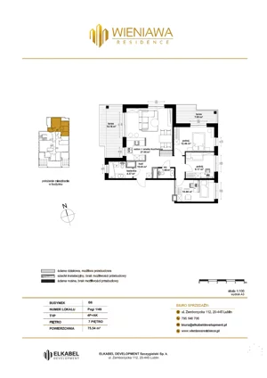 4 pokoje, mieszkanie 75,54 m², piętro 7, oferta nr Pagi 1/49, Wieniawa Residence, Lublin, Wieniawa, ul. Lesława Pagi 1, 3