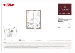 1 pokój, mieszkanie 40,21 m², piętro 1, oferta nr A1, Dajwór, Kraków, Stare Miasto, Kazimierz, ul. Dajwór