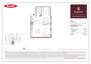1 pokój, mieszkanie 54,75 m², piętro 2, oferta nr A12, Dajwór, Kraków, Stare Miasto, Kazimierz, ul. Dajwór