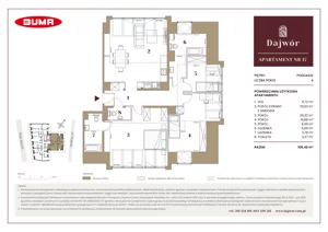 4 pokoje, mieszkanie 106,48 m², piętro 3, oferta nr A17, Dajwór, Kraków, Stare Miasto, Kazimierz, ul. Dajwór