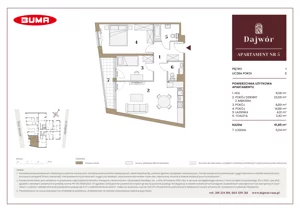 3 pokoje, mieszkanie 61,85 m², piętro 1, oferta nr A5, Dajwór, Kraków, Stare Miasto, Kazimierz, ul. Dajwór